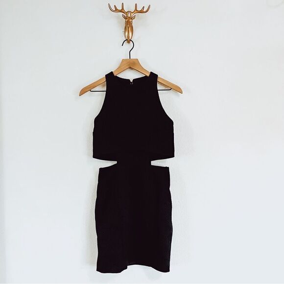 Cynthia rowley Women's Black Mid Cut Out Midi Sleeveless Dress Size 2 - Picture 1 of 8